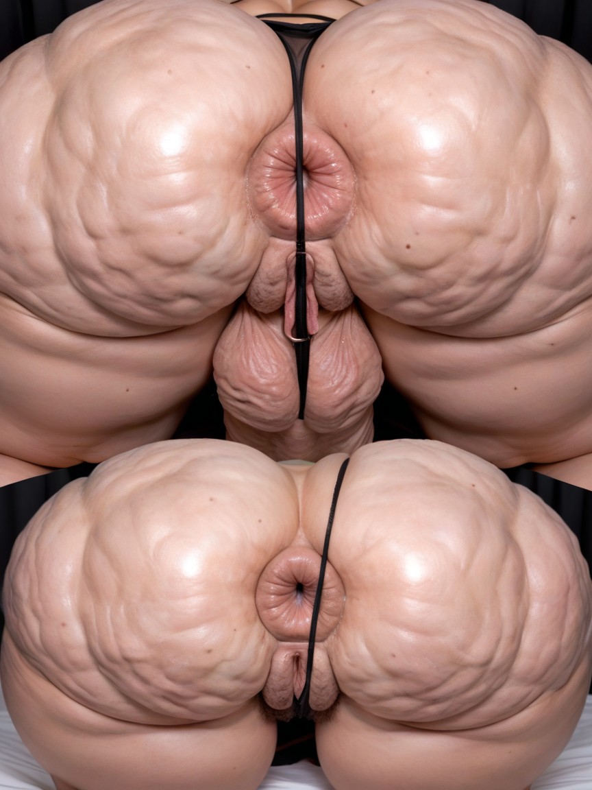 Erect Nipples, Hyper Detailed Excessive Cellulite On Lower Thighs, Naked BBW AI Porn