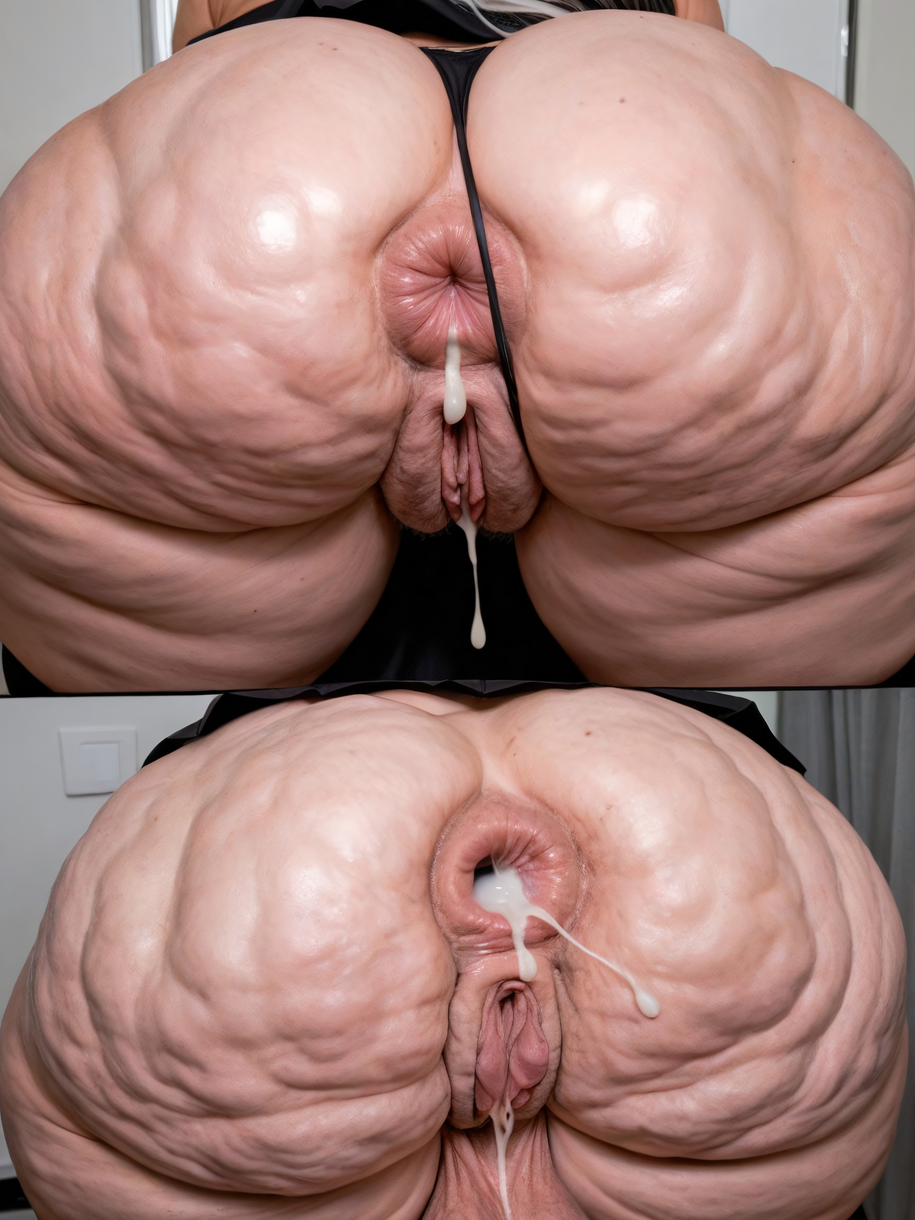 18+, Spreading Ass, Hyper Detailed Excessive Cellulite On Lower Thighs BBW AI Porn