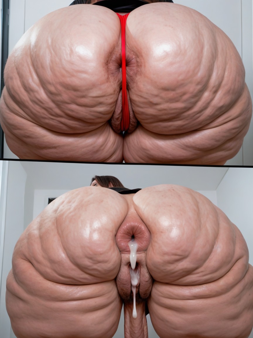 Hyper Detailed Oversized Gaping Anus, Hyper Detailed Oversized Swollen Anus, Futanari BBW AI Porn