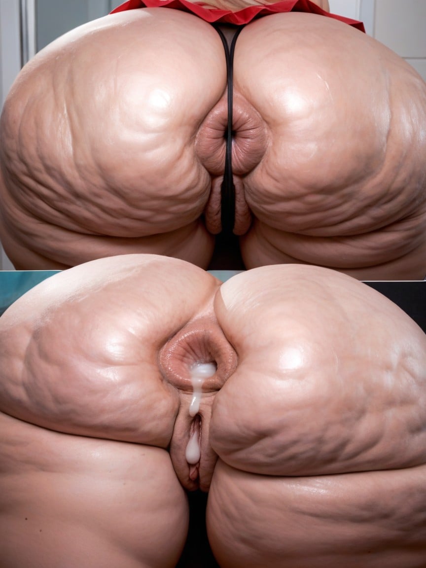 Hyper Detailed Excessive Cellulite On Ass, Culo Más Grande Que Torso, Desnuda Porno BBW IA