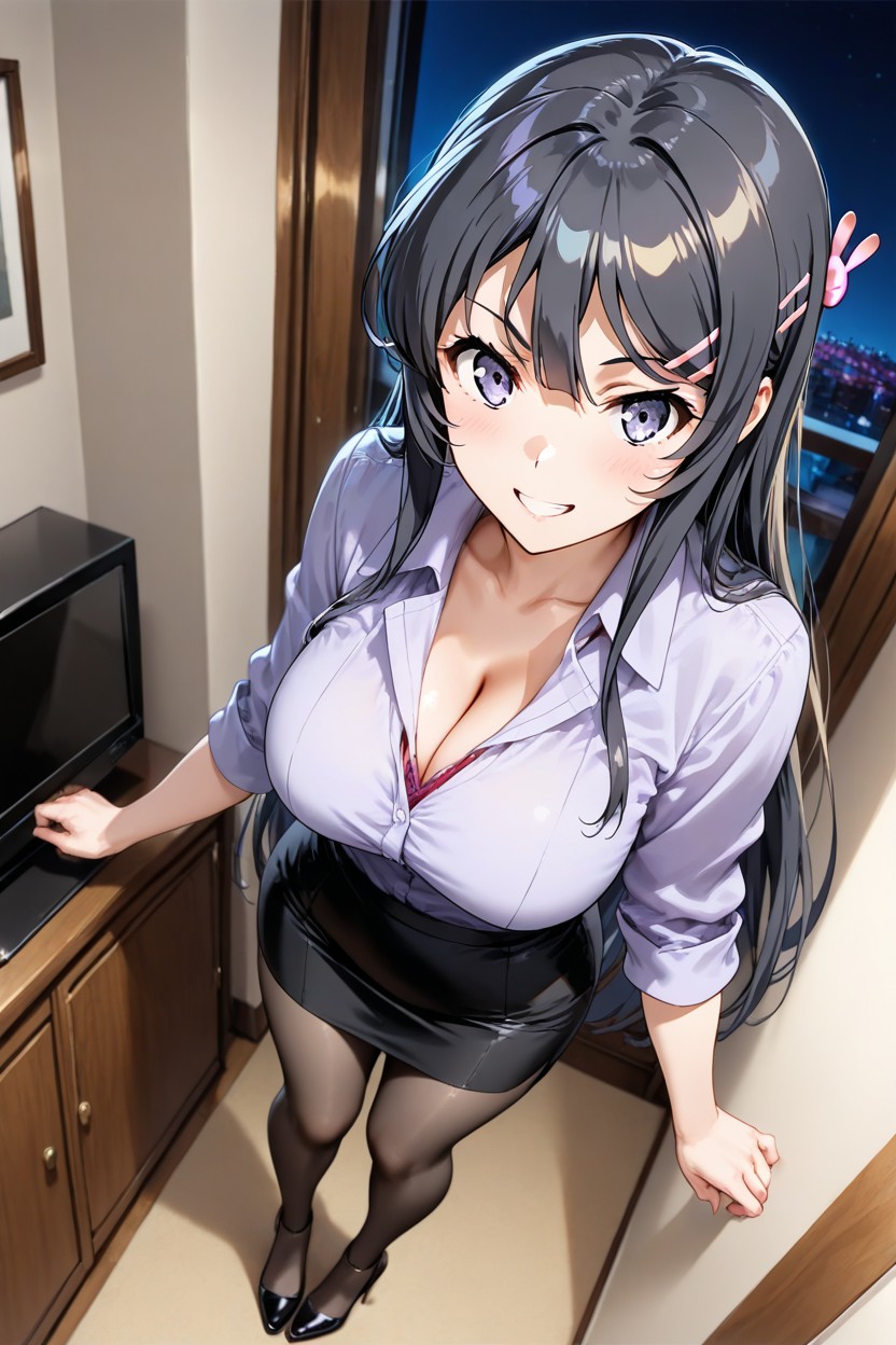 Straightened Hair, Neckline, Hands The Down Hentai IA