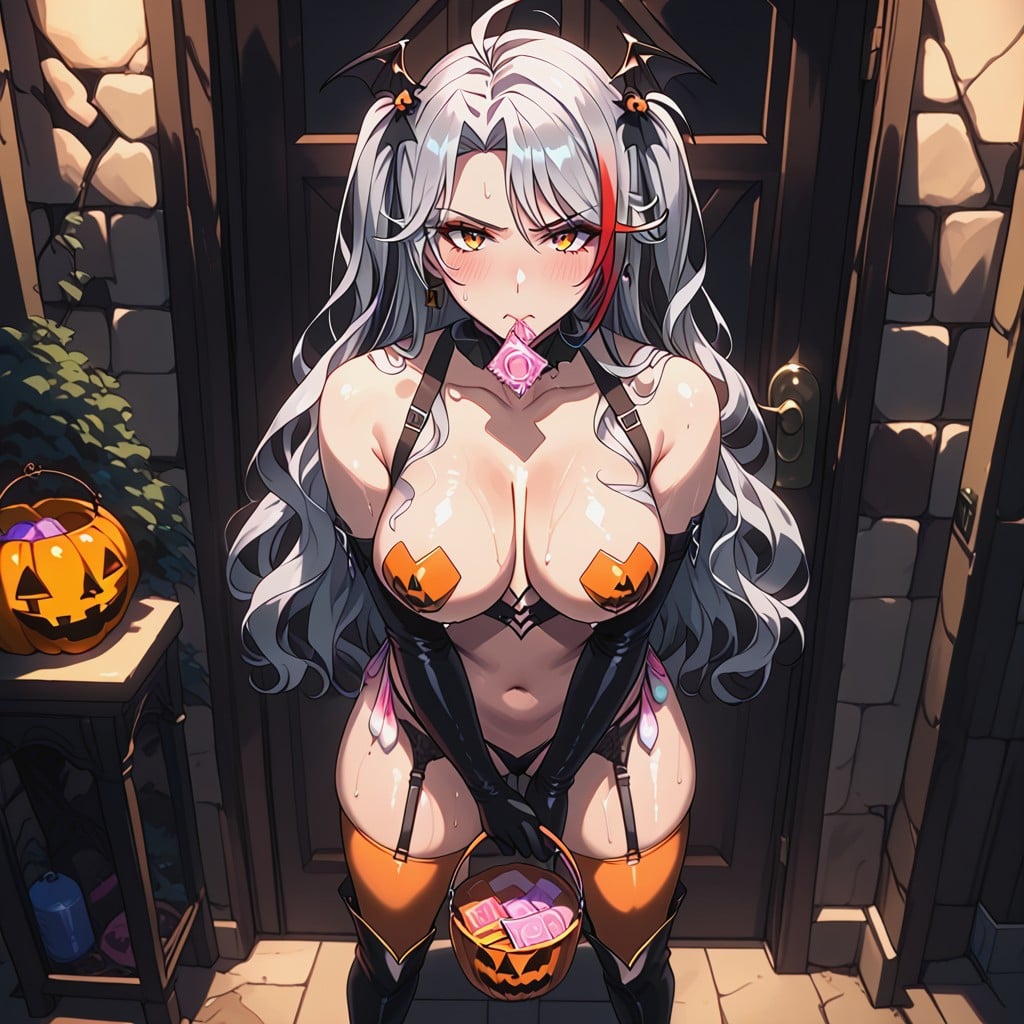 Masturbation, Disgust, Dildo In Halloween Bucket Hentai AI Porn