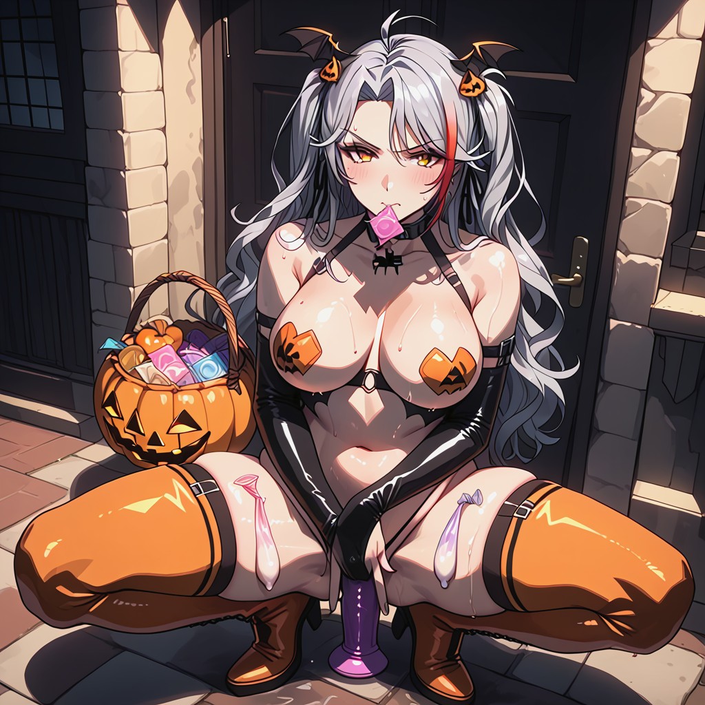 Outdoors, Black Elbow Gloves, Dynamic Angle Hentai AI Porn