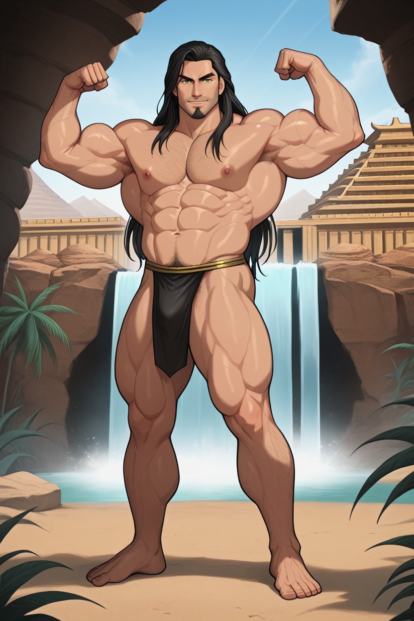 Solo, Long Hair, Pubic Hair AI Gay Porn