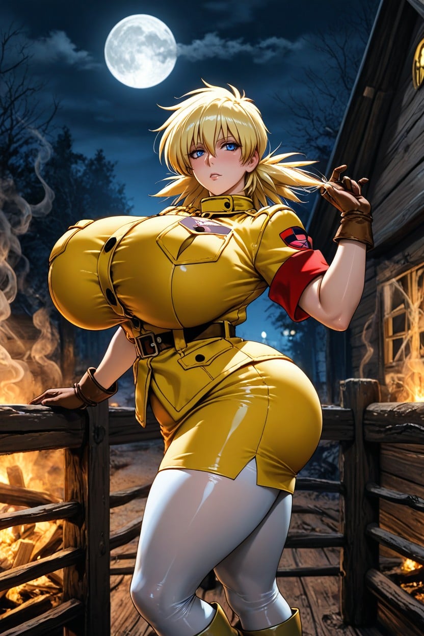 Brown Gloves, Yellow Uniform, Bust Shot Hentai AI Porn
