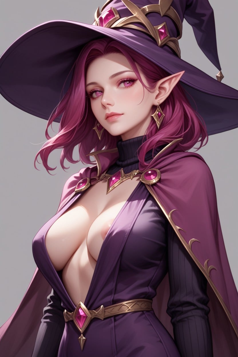 Closed Mouth, Witch, Large Breasts Hentai AI Porn
