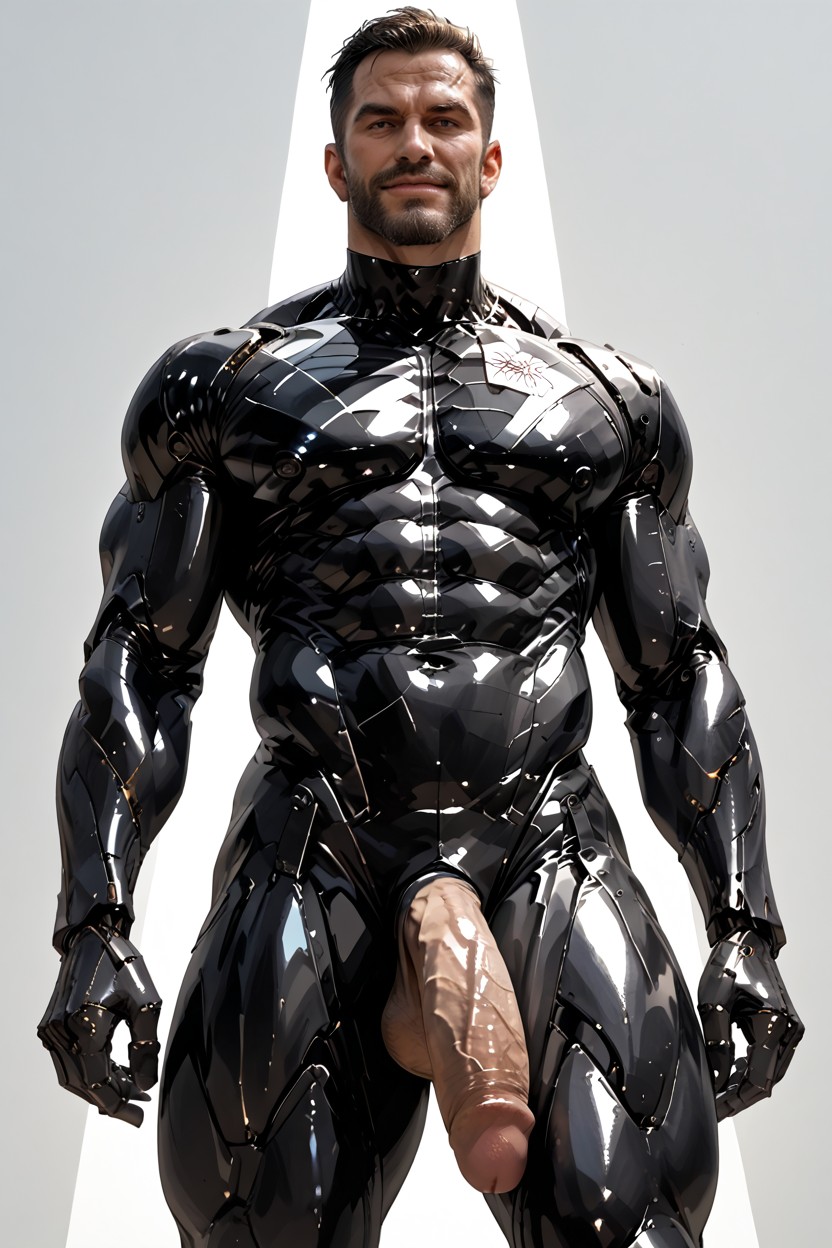 Vascular, 1 Person, Sideburns Connects To Beard AI Gay Porn