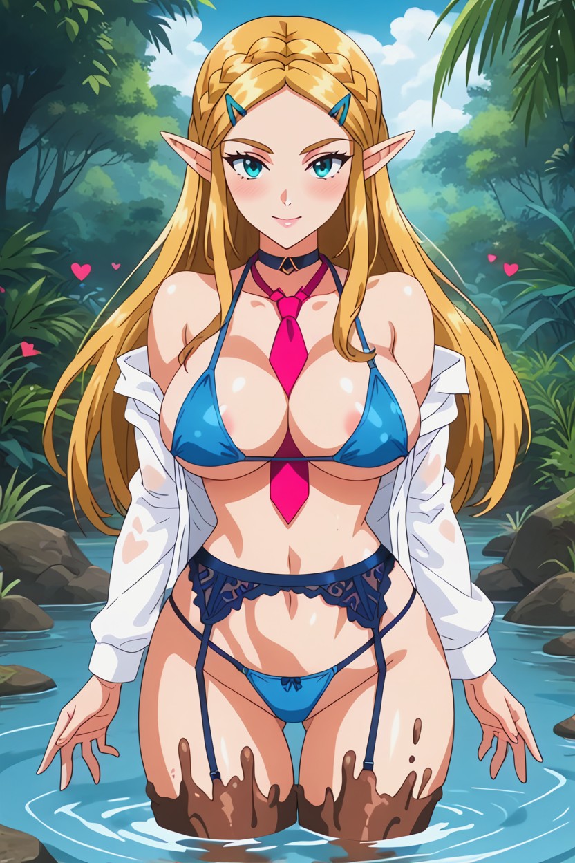 Tie, Garter Belt, Open Clothes Hentai IA