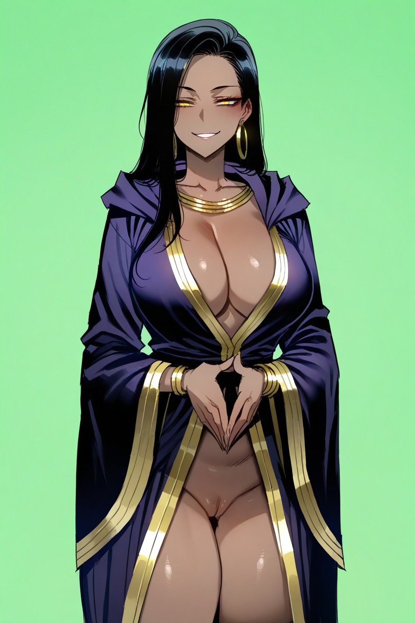 Arms Lowered, Blank Background, Smiling Hentai AI Porn