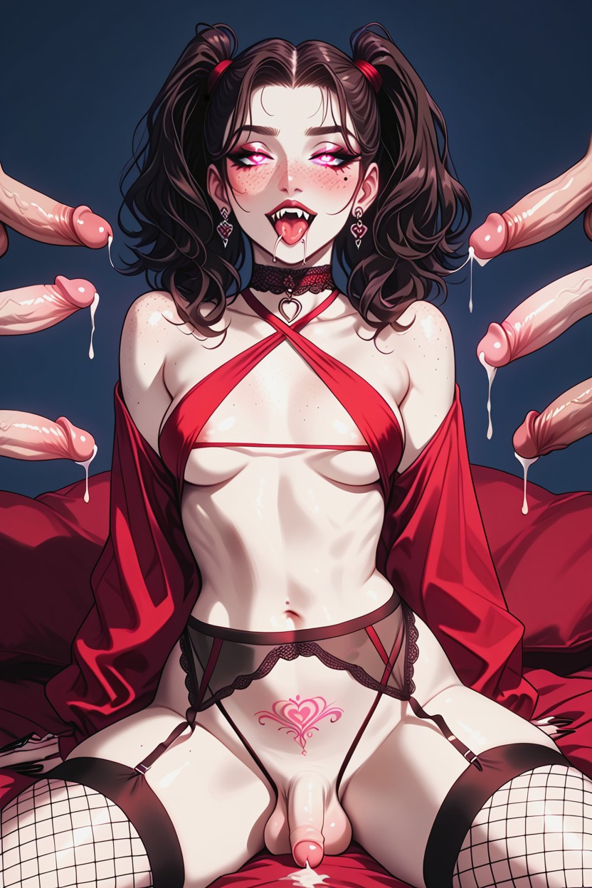 Heavy Blush, Choker, Ahegao Shemale AI Porn