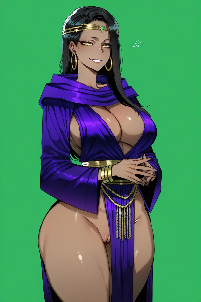 Wide Hips, Long Straight Black Hair, Detailed Hentai AI Porn