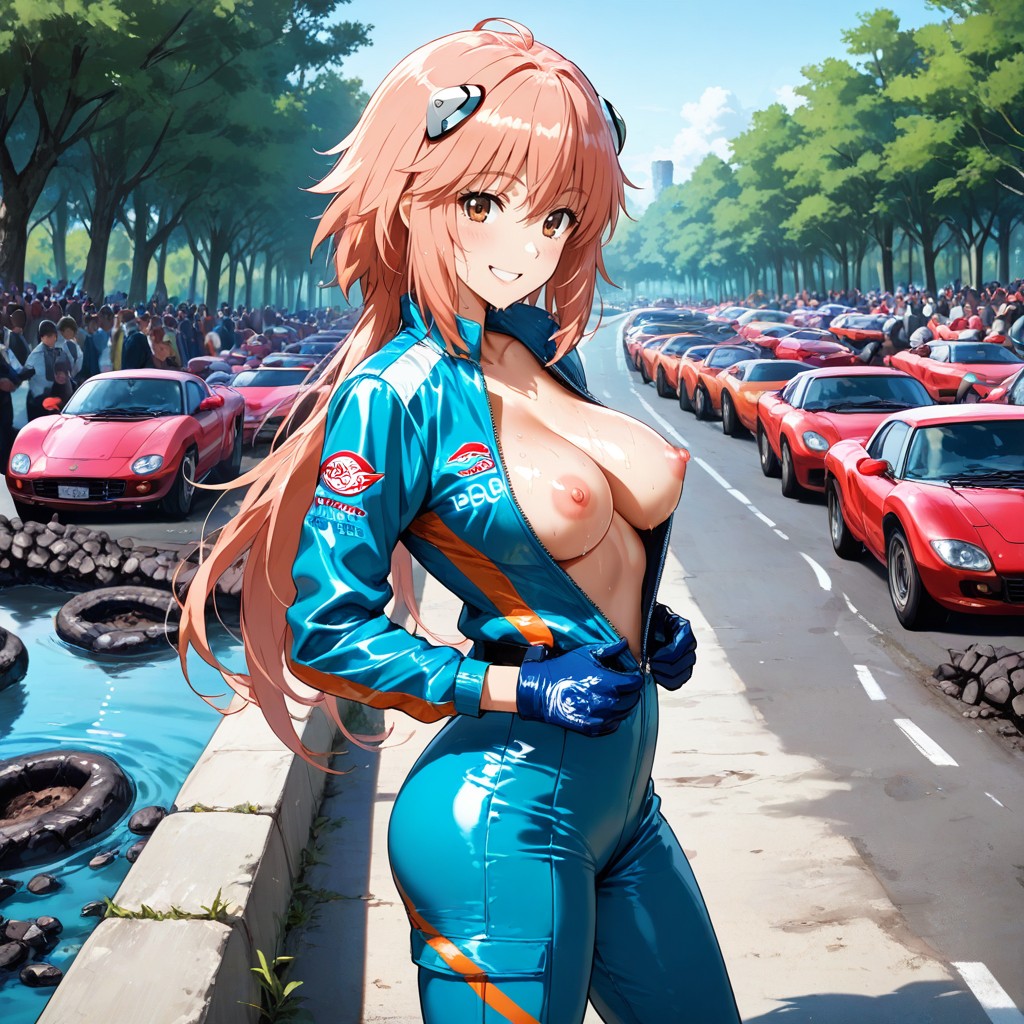 Waist Shot, Many Trees Around, Both Hands On Handles Hentai AI Porn