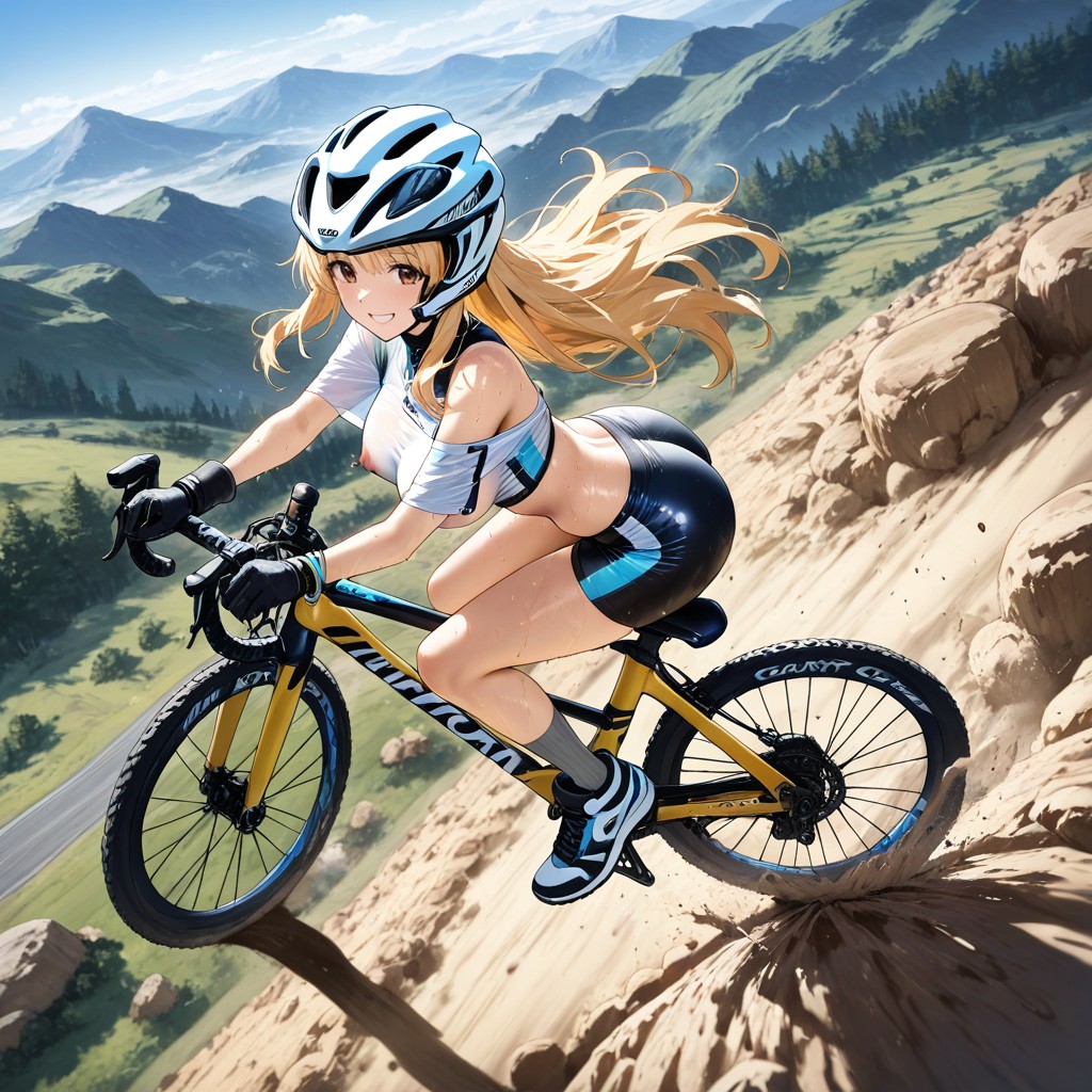 Bike Gloves, Delgada, Suspended In The Air Hentai IA
