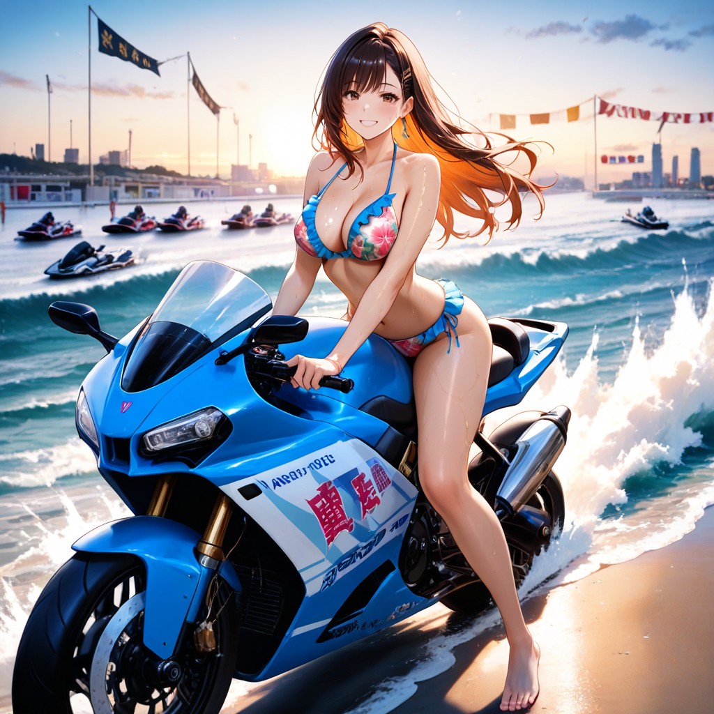 Two Tone Jet Ski, Floats Racing Lines, Sweaty Skin Hentai AI Porn