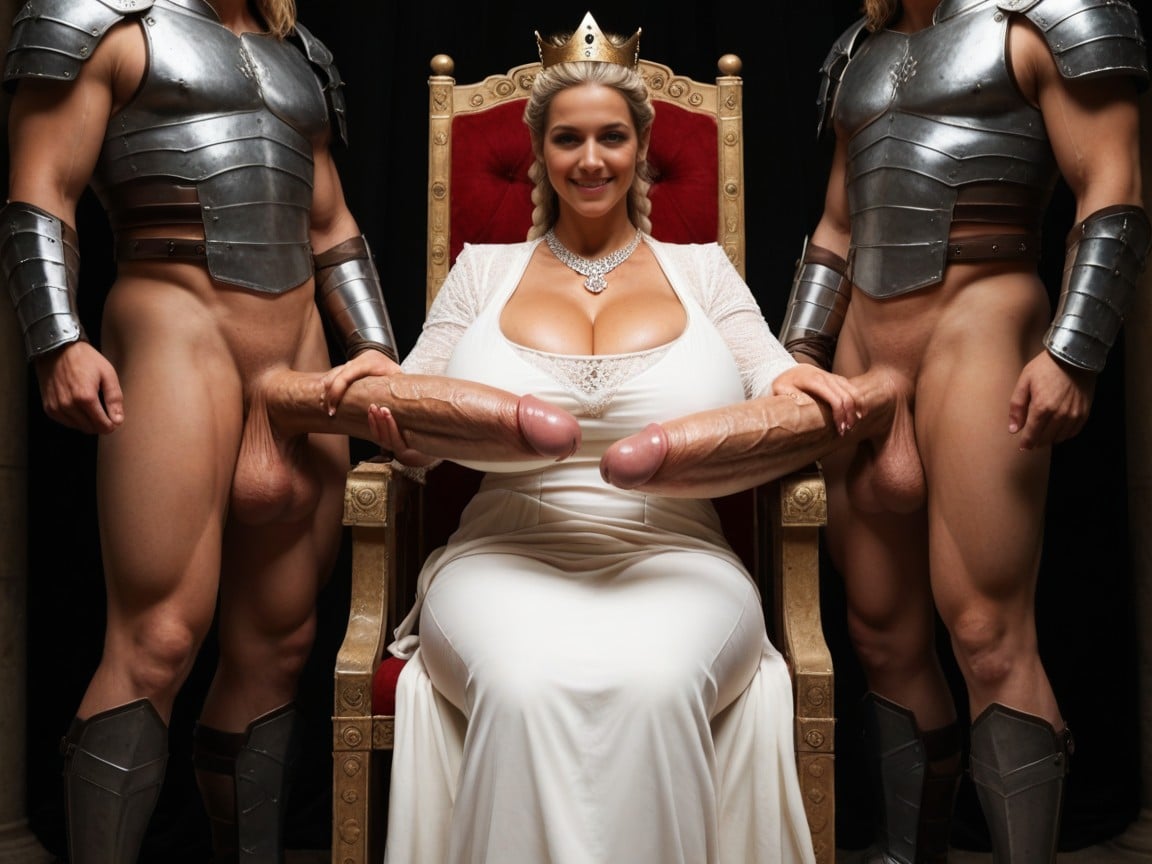 Men Hard Cocks Crossing In Front Of Woman, Fully Clothed, Guards AI Porn