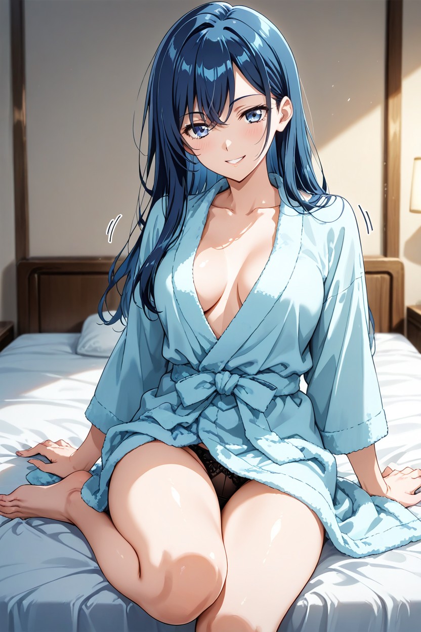 Black Underwear, Anime, Dark Blue Hair Hentai AI Porn