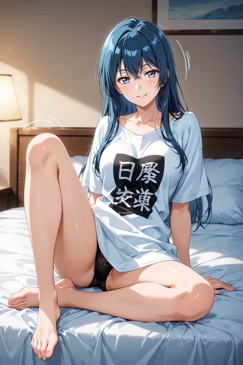 Dark Blue Hair, Anime Features, 25+ Hentai AI Porn