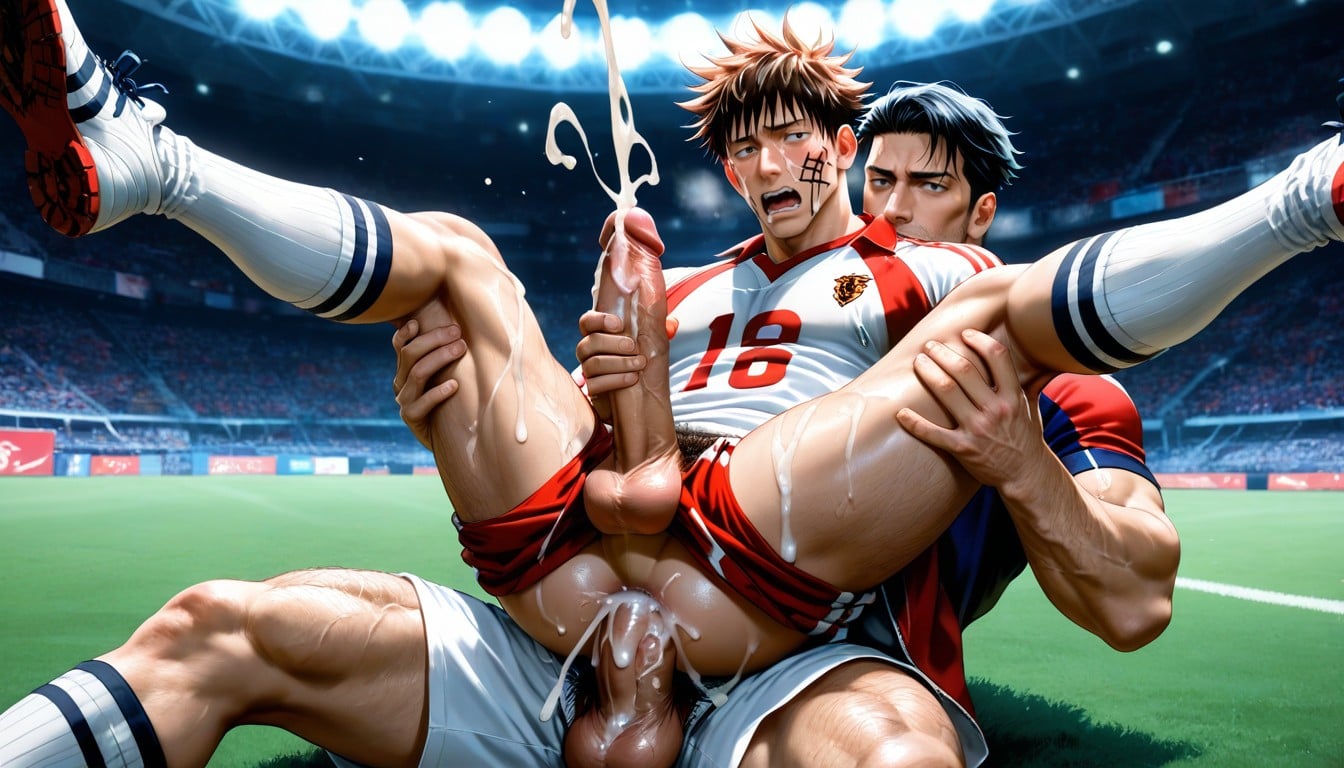 Masturbating, 2 People, Lifted Soccer Jersey AI Gay Porn