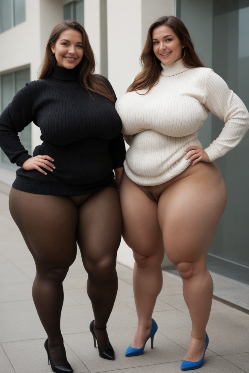 Pussy, Curvy Body, Dark Pantyhose AI Porn