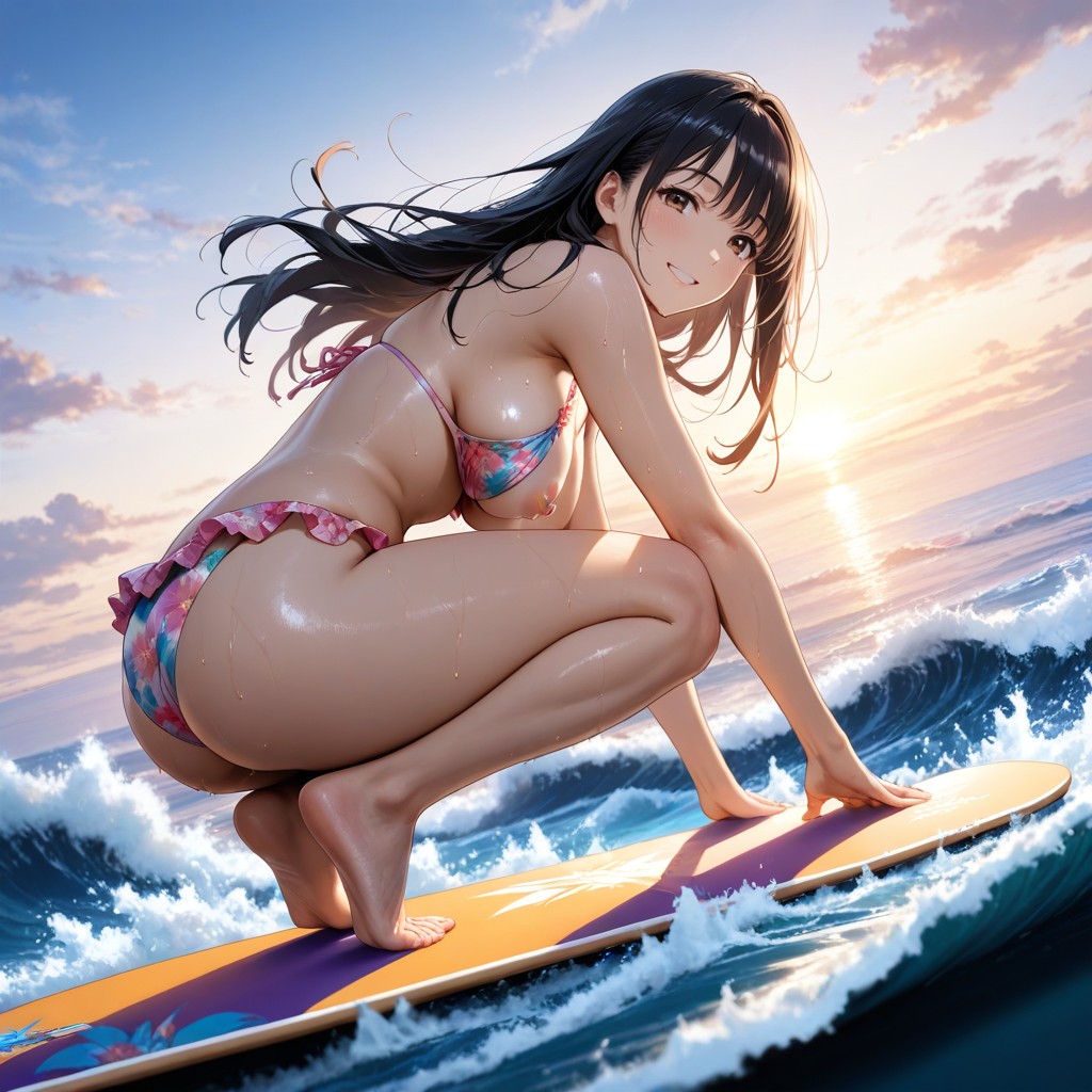 Both Hands Spread Sideways, Sexy Idol, Large Brown Eyes Hentai AI Porn