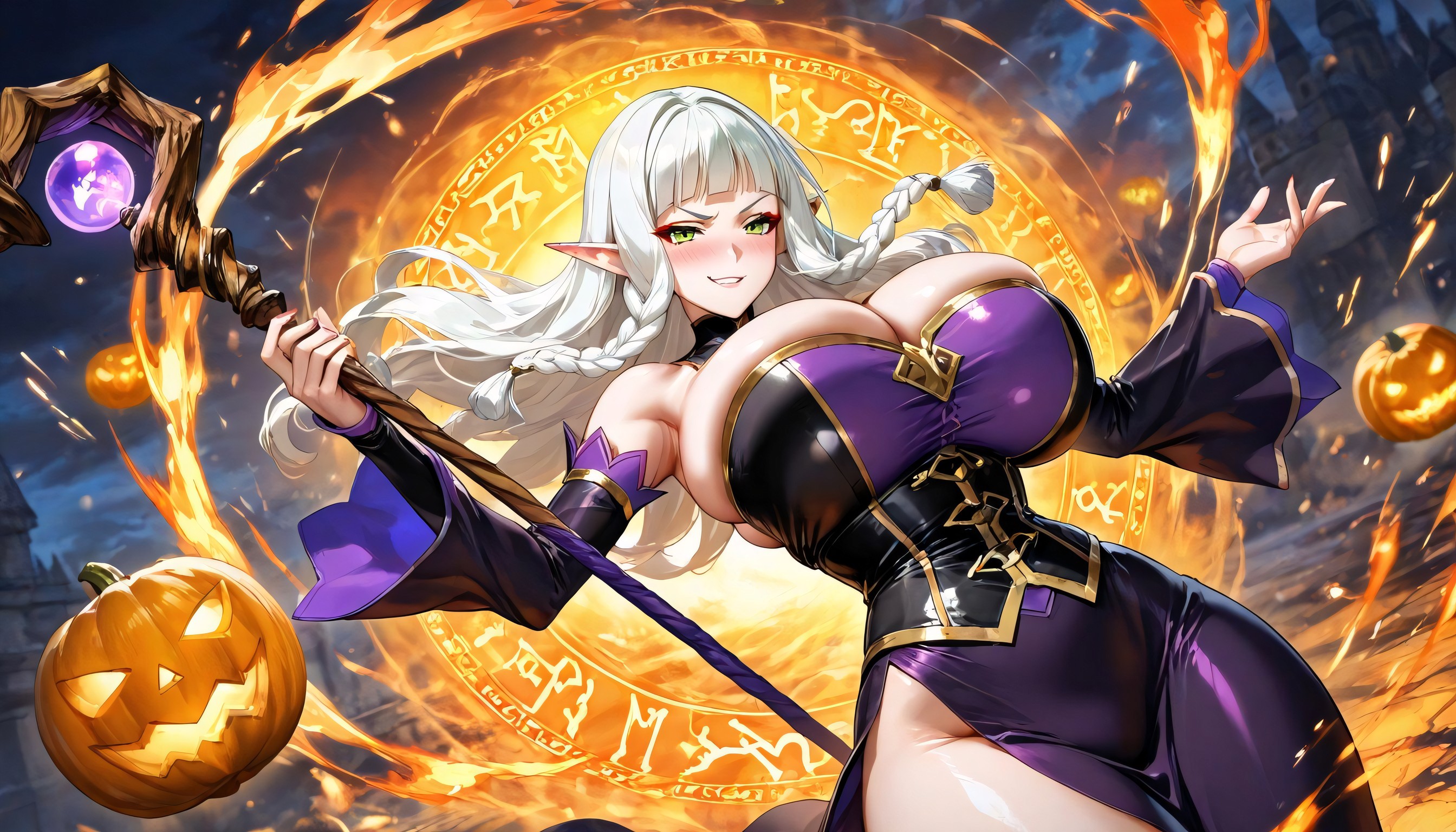 Very Large Bouncing Breast, Swirling Potion Mist, Green Eyes Hentai IA