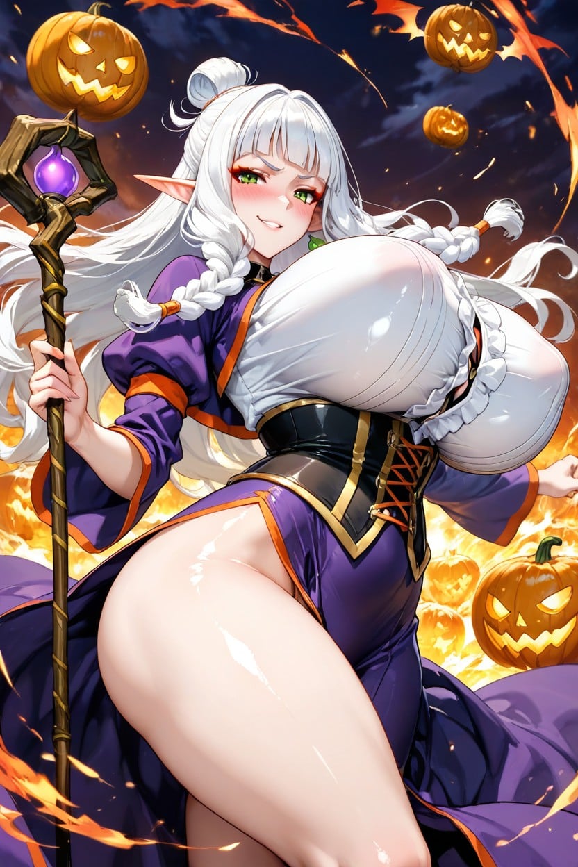 25+, Hair Whipping In Spell Wind Break Arcane Halloween Brewing Ritual, Floating Pumpkins And Runes Hentai AI Porn
