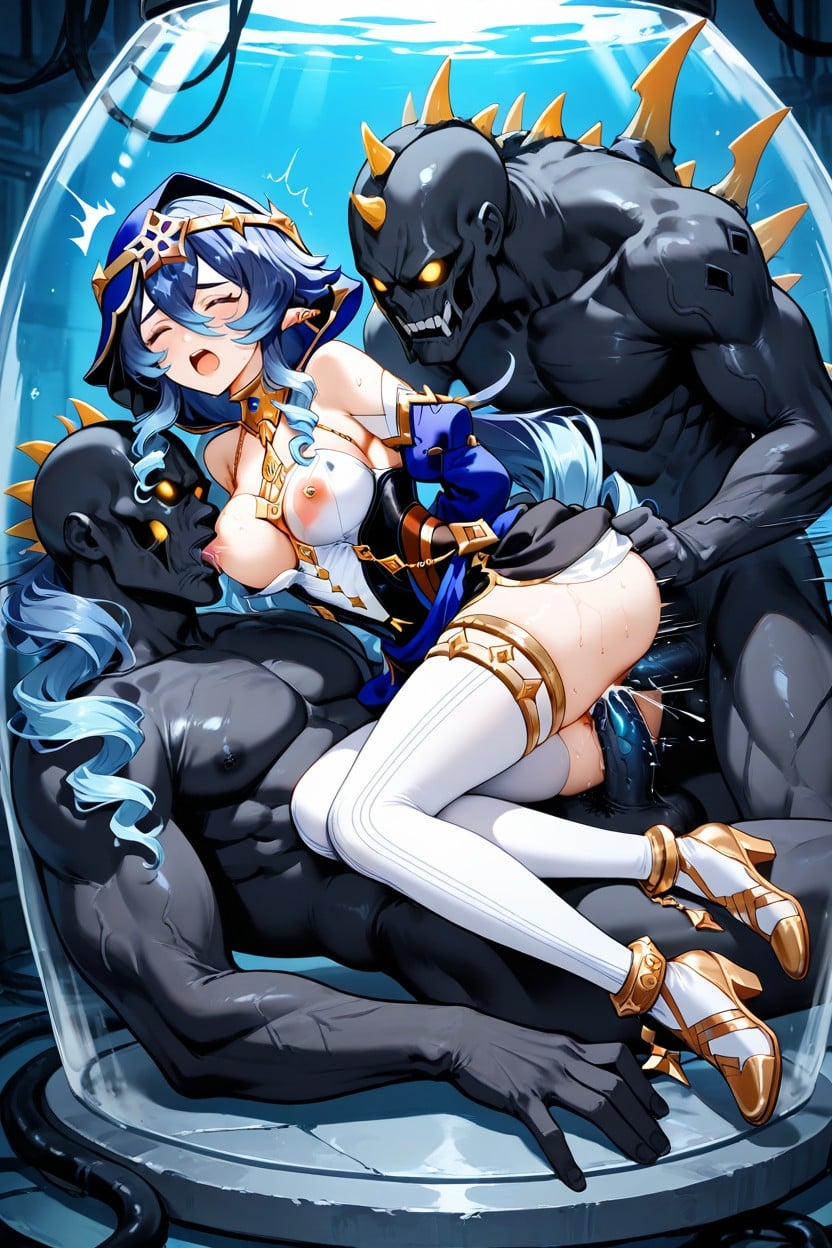 Black Monster, Medium Breasts, Bounce Lines Hentai AI Porn
