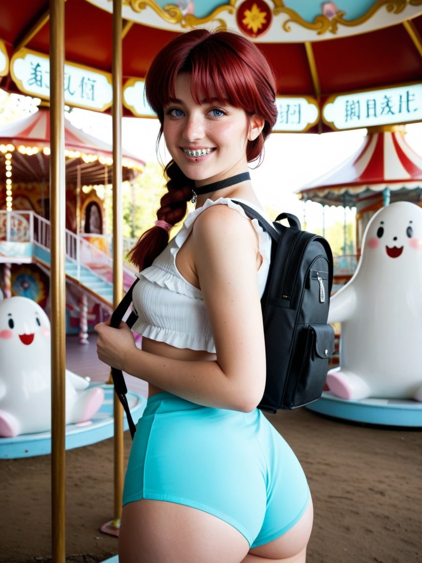 Big Round Eyes, Colorful Playground, Chinese Braid AI Porn