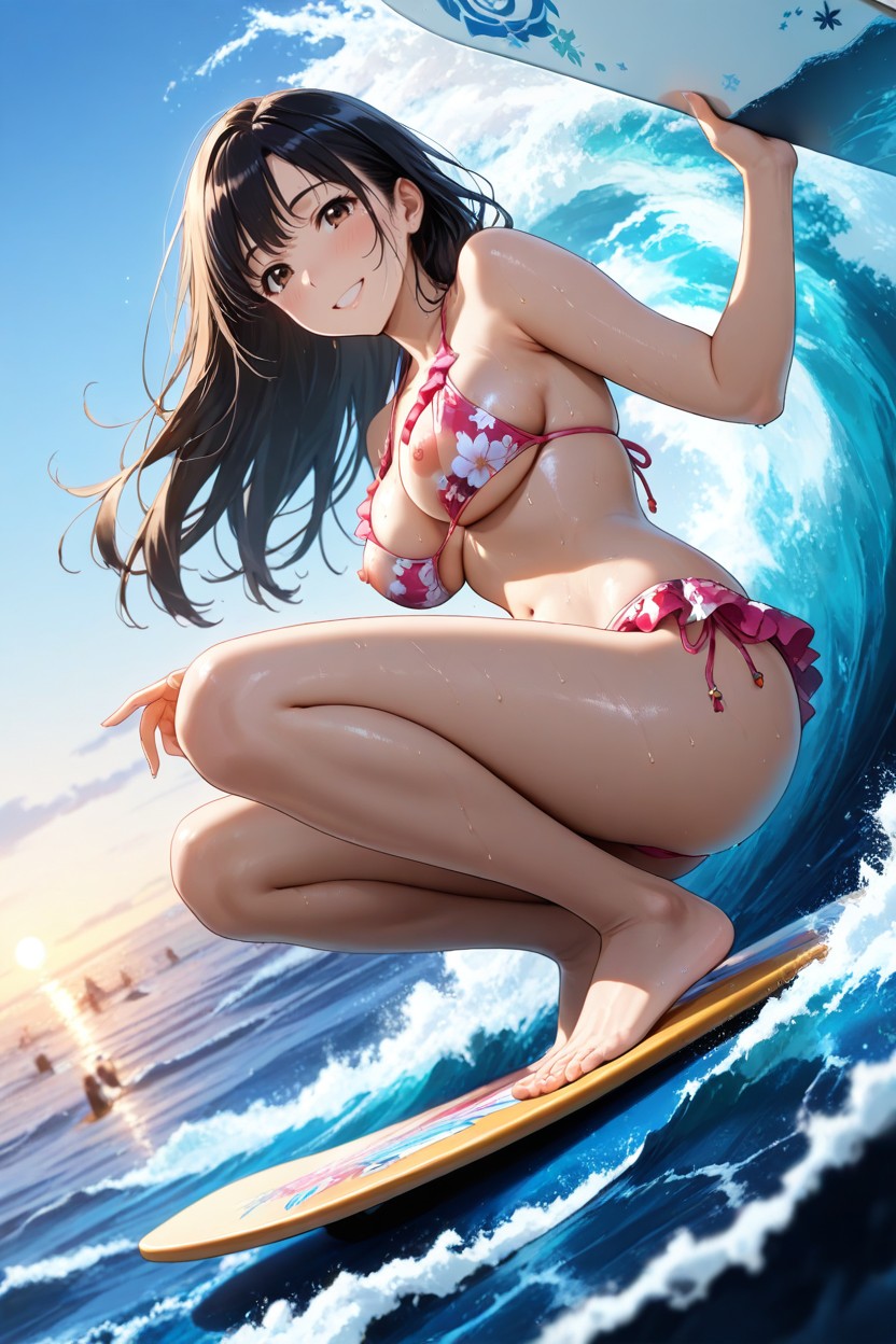 High Ocean Waves, Hard Lighting, Hard Shadow Hentai AI Porn