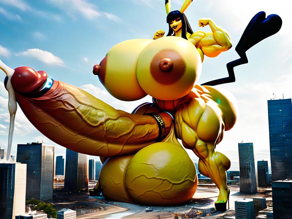 Gigantic Testicles, Gigantic Cock And Gigantic Sagging Balls, Futanari With Erect Penis Furry AI Porn