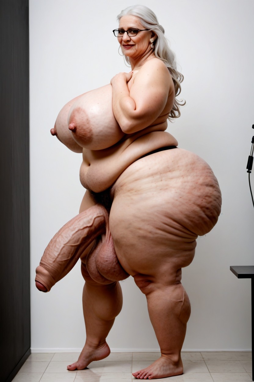 Giant Woman, Cellulite Arms, Hyper Pubic Hair AI Porn