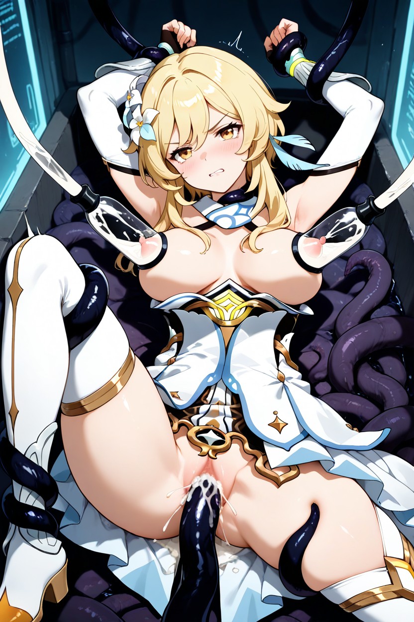 Black Tentacles Grabbing Neck, Medium Ass, Front View Hentai AI Porn