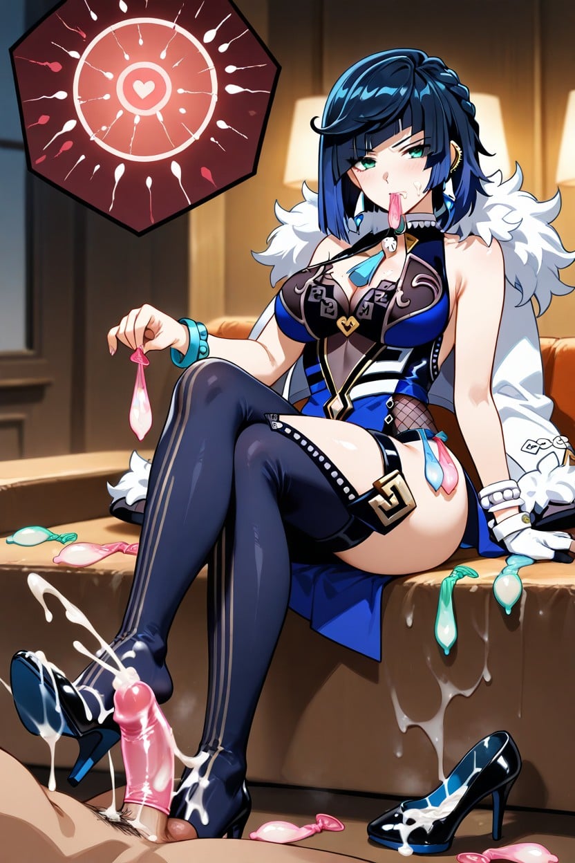Used Condom Waistband, Medium Breast, Semen On High Heels Hentai AI Porn