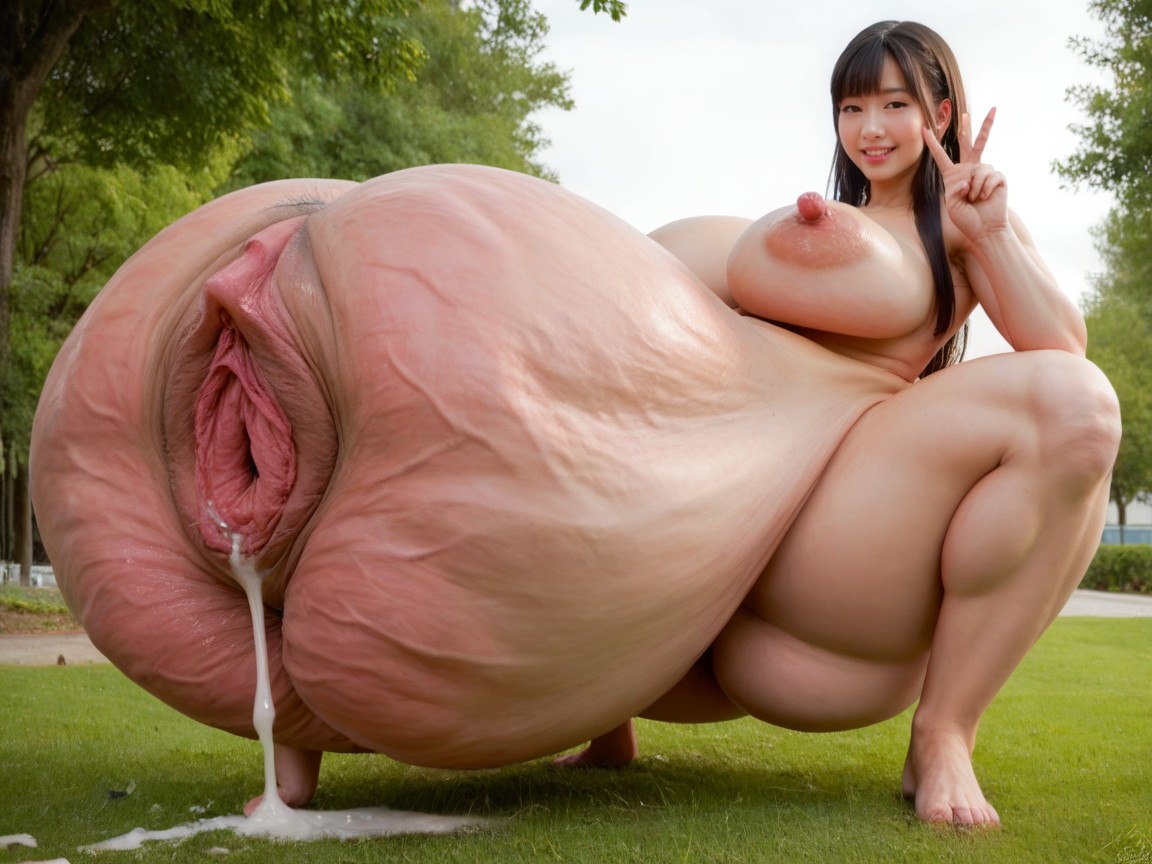 Huge Clit, Vagina Bulging, Side View AI Porn