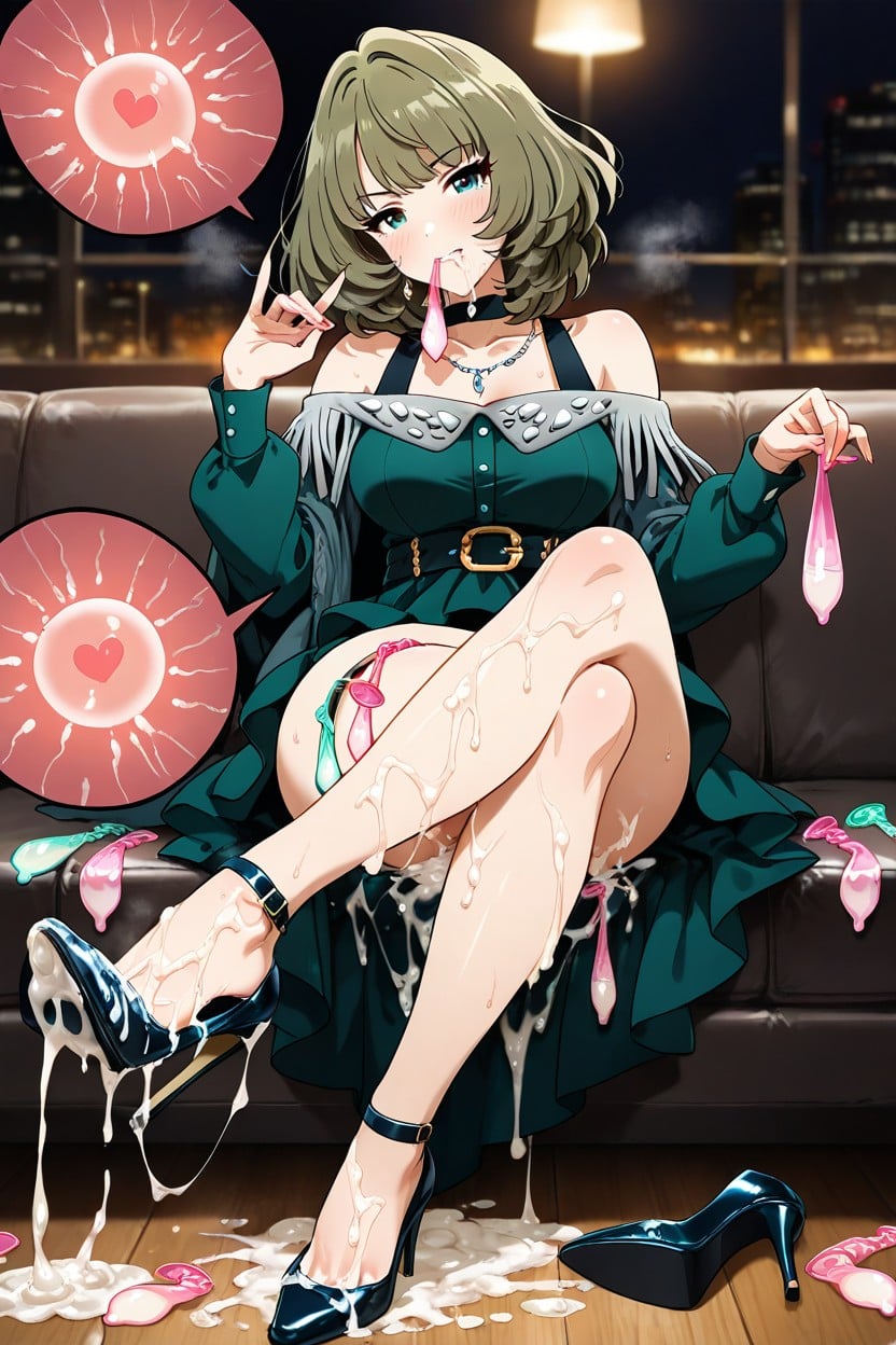 Drenched In Cum, Sitting, Semen Soaked High Heels Hentai AI Porn