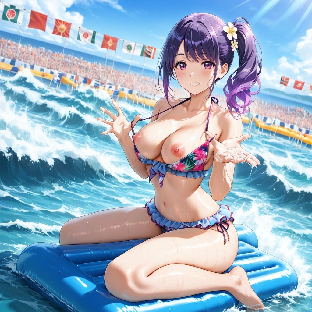 18+, Erect Puffy Pink Nipples, Happy Smile Hentai AI Porn