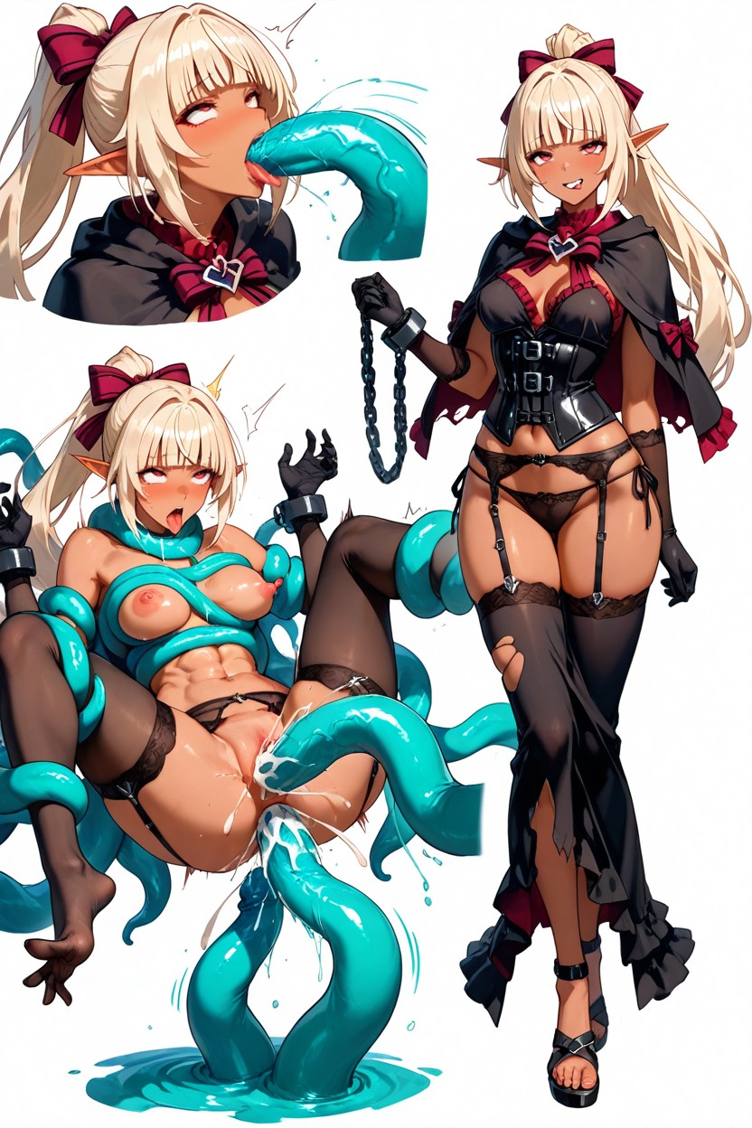 Torn Outfit, Plentiful Motion Lines All Insanely Massive Tentacles, Kleine Brust Hentai KI Porno