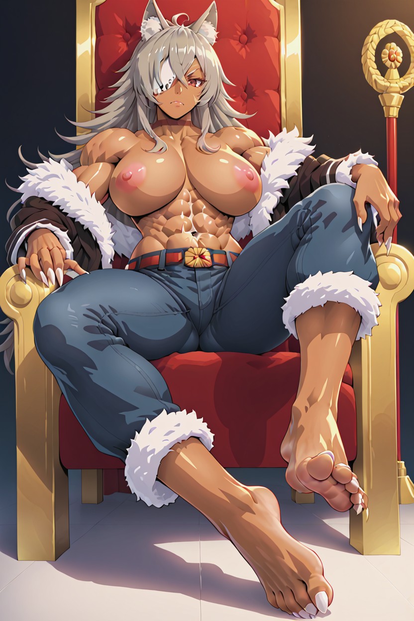 White Sharp Nails, Jeans, No Footwear Hentai IA
