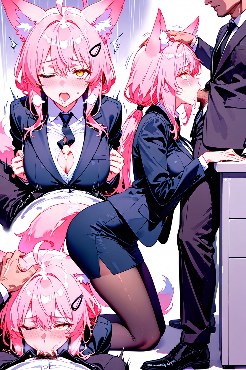 Ahegao, Yellow Eyes, Black Skirt Hentai AI Porn