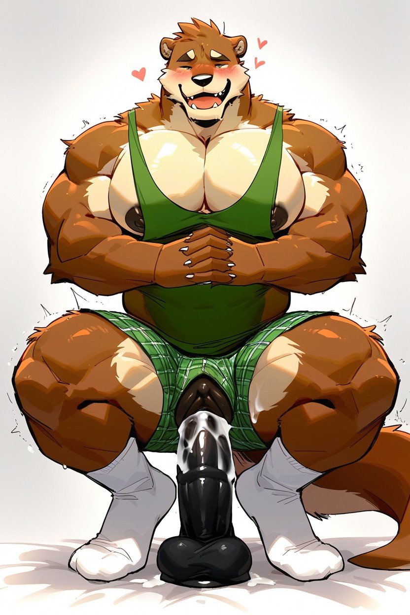Front View, Muscles, Gay Furry AI Porn