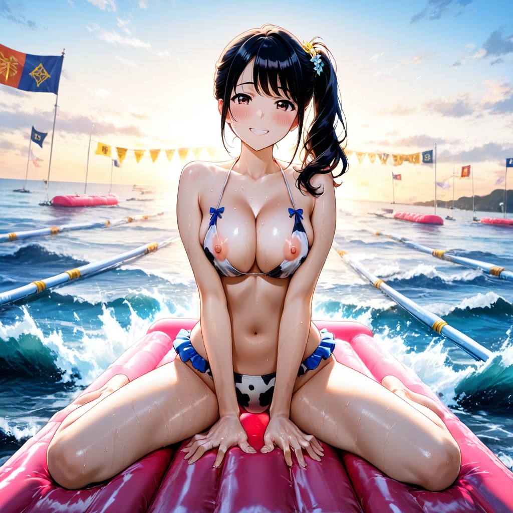 Long Black Hair, Detailed, On The Ocean Hentai IA