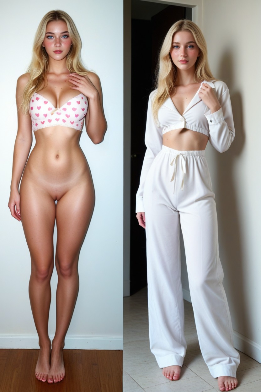 Woman Has Soft Pale Skin, Full Body, Fully Ultra White Pale Porcelain Pinkish Skin AI Porn