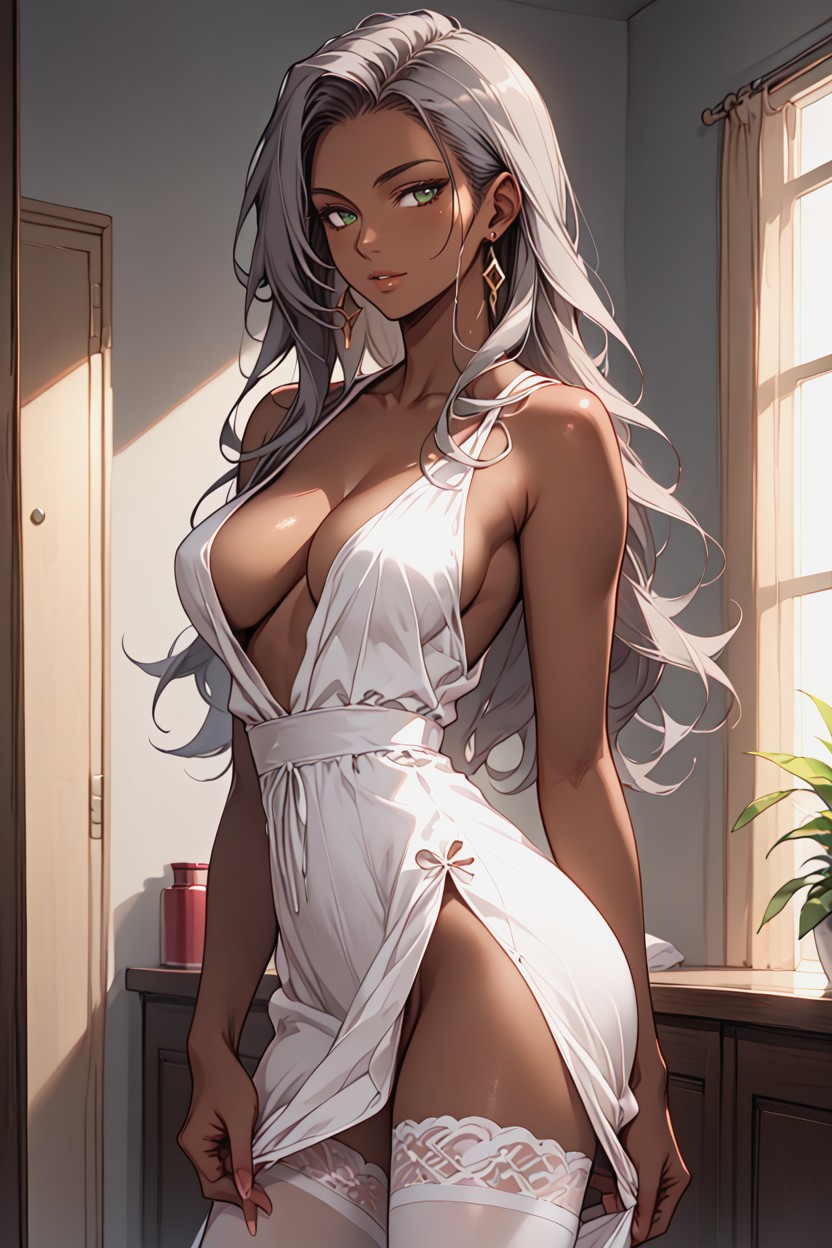 Half Nude, 濃い茶色の肌, 1人 ヘンタイAIポルノ