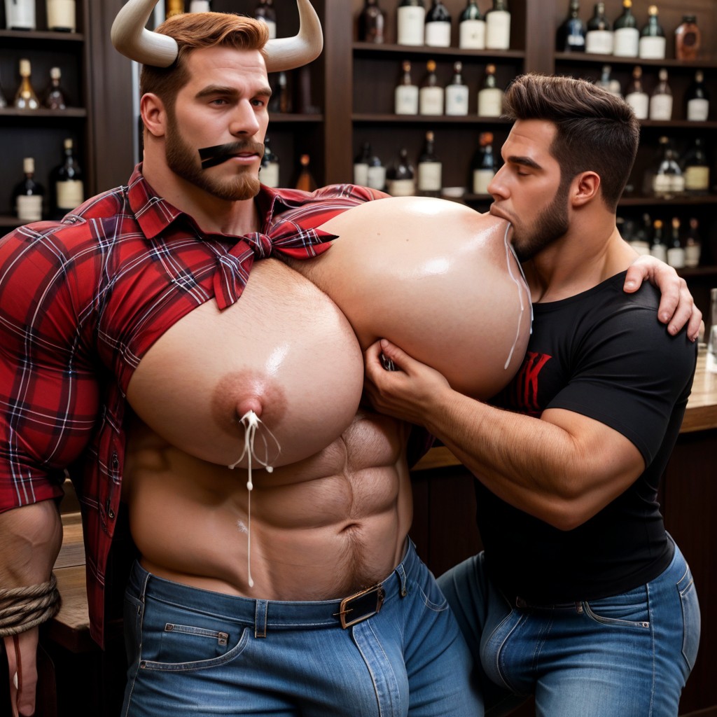Massive Bara Muscles, Beard, Pec Garrbing Porno gay IA