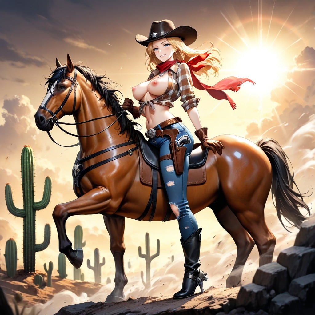 Poitrine Moyenne, Wind Blowing Hair, Two Tone Bridle Porno IA Hentai