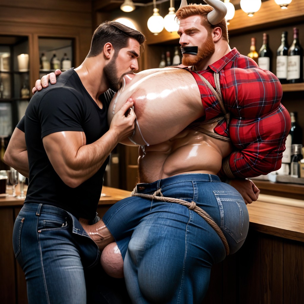 Hyper Breasts, Brown Skin, Gigantic Penis AI Gay Porn