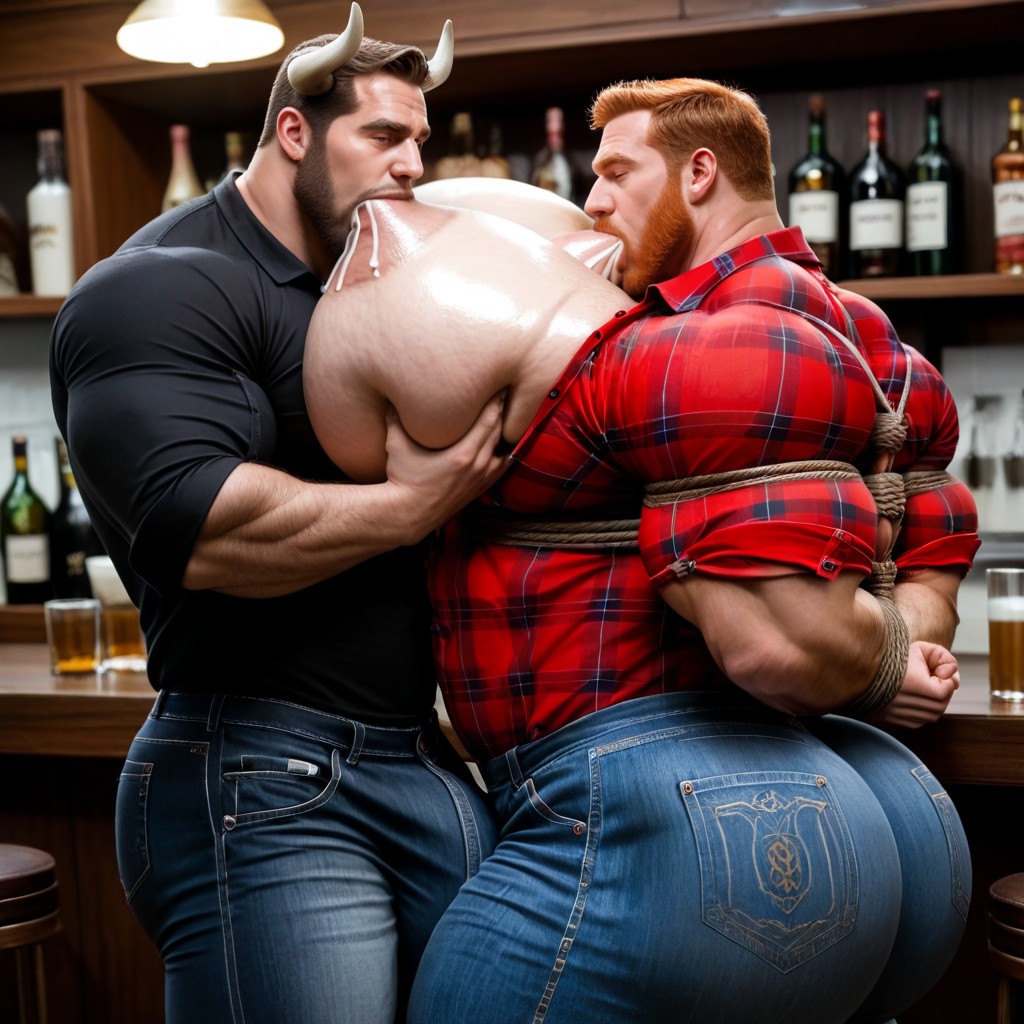 Hands Tied Behind Back, Nipple Suck, Oversized Muscles AI Gay Porn