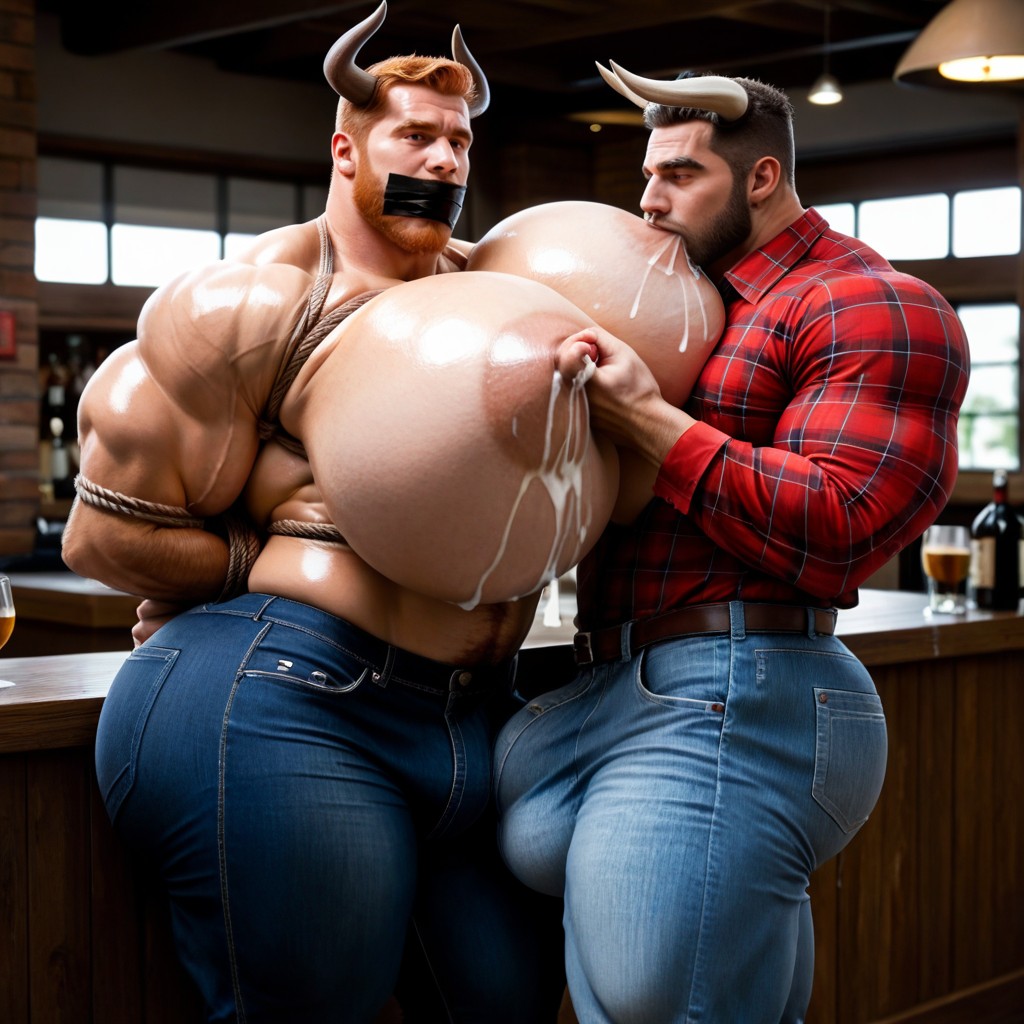 Massive Bara Muscles, Big Bulge, Shibari AI Gay Porn