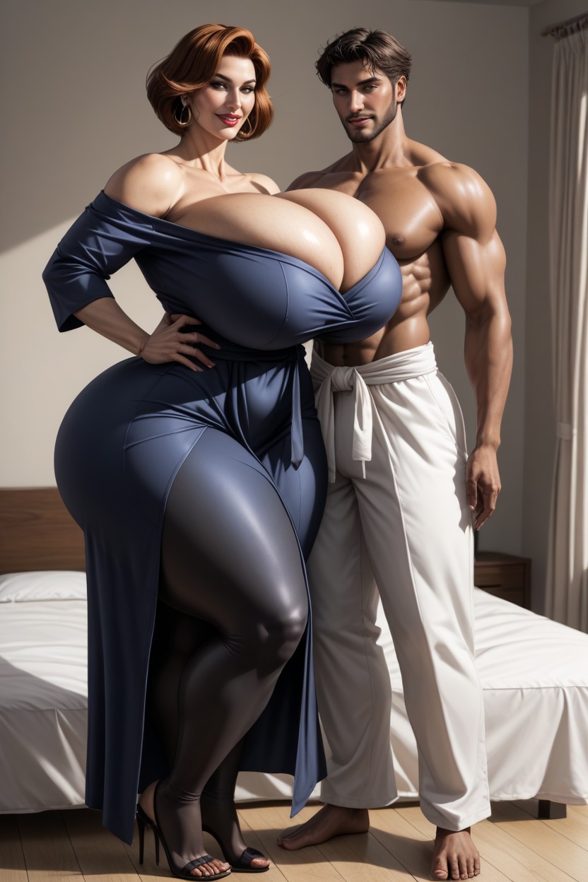 Groping, Bedroom, Colossal Breast AI Porn