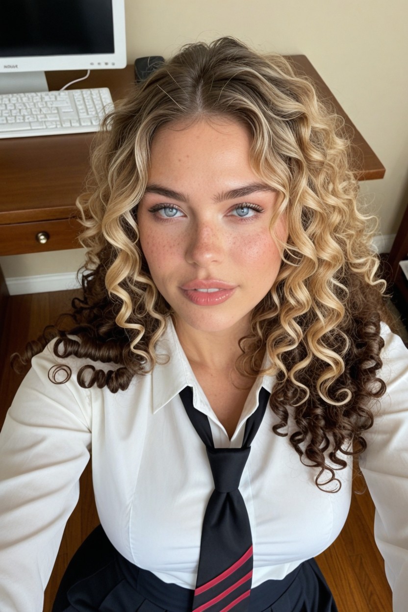 Pink Eyes, Perfect Skin, Freckles AI Porn